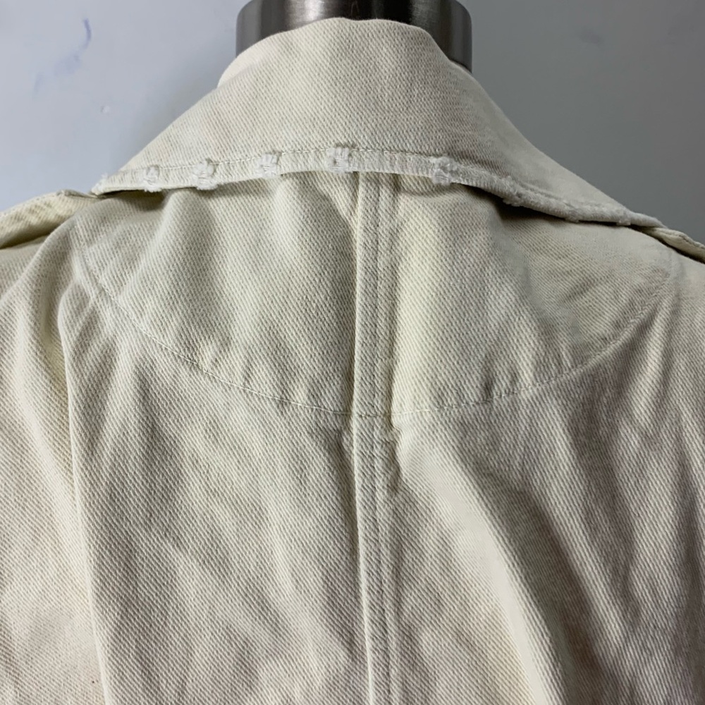 ZARA Cotton Long Trench Coat Belted Cream White size L 8197 734 - Picture 12 of 15